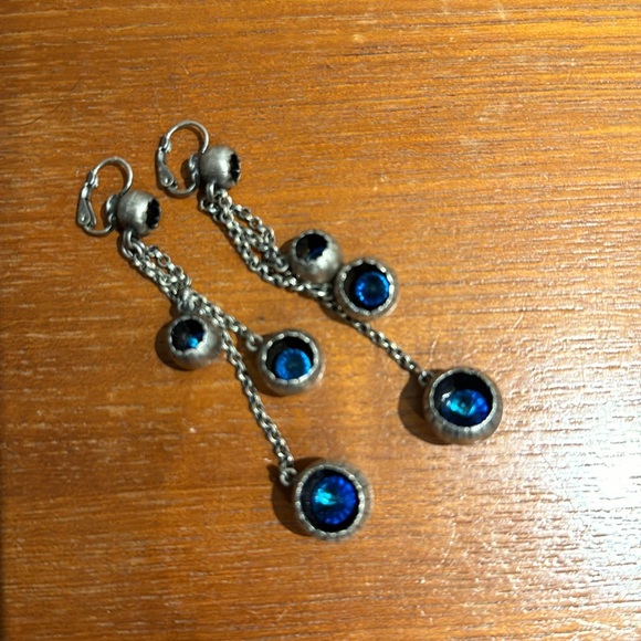 KONPLOTT Cocoon Blue Orb Crystal Silver Earrings - Picture 2 of 3